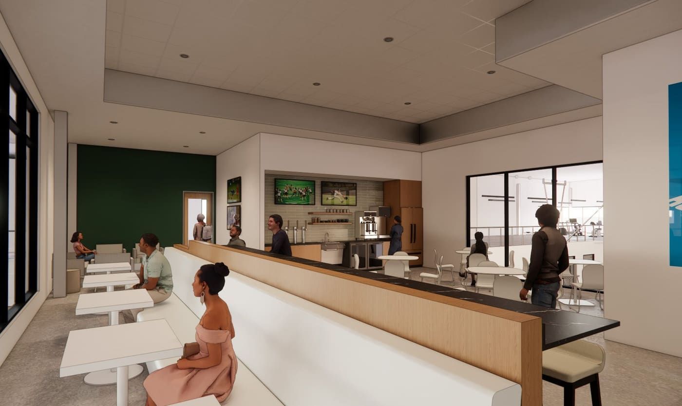 Rendering of the members lounge on the mezzanine